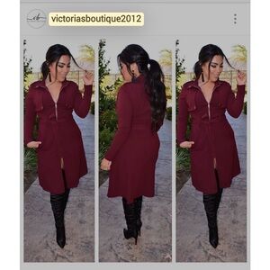 Privy Maroon Long Sleeve Dress